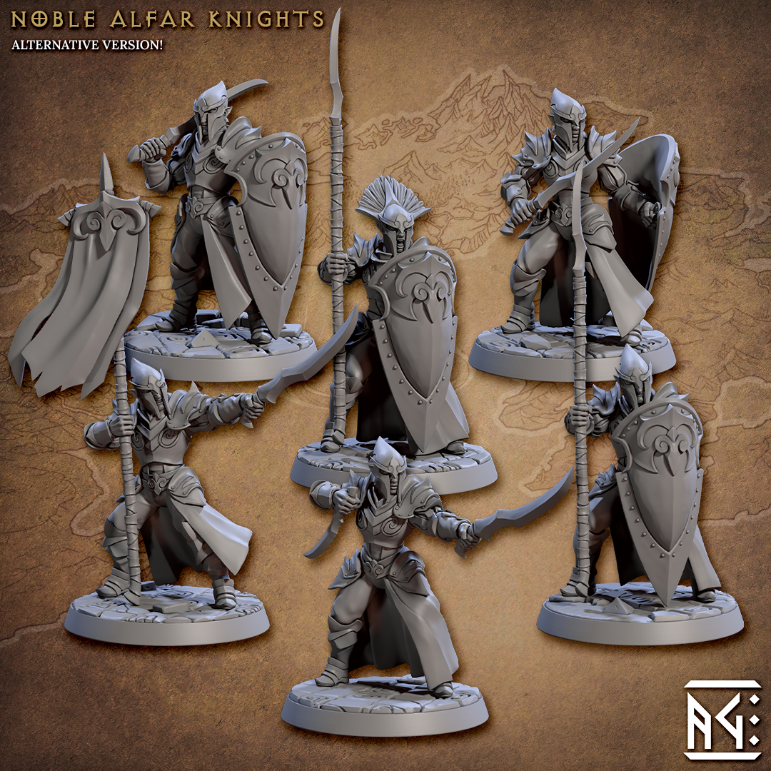 SET CABALLEROS ELFOS CON CASCO - NOBLE ALFAR