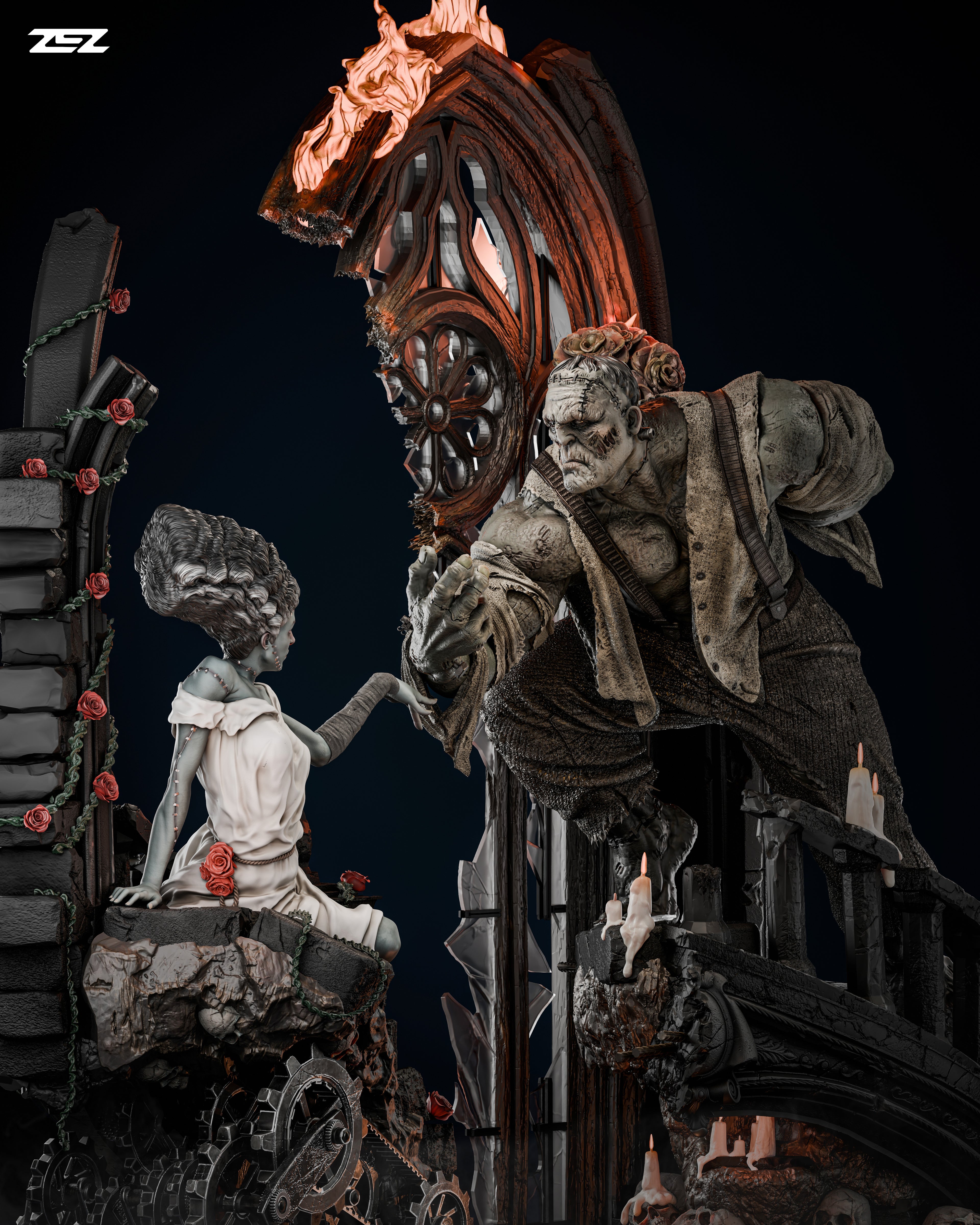 FRANKENSTEIN Y SU NOVIA DIORAMA