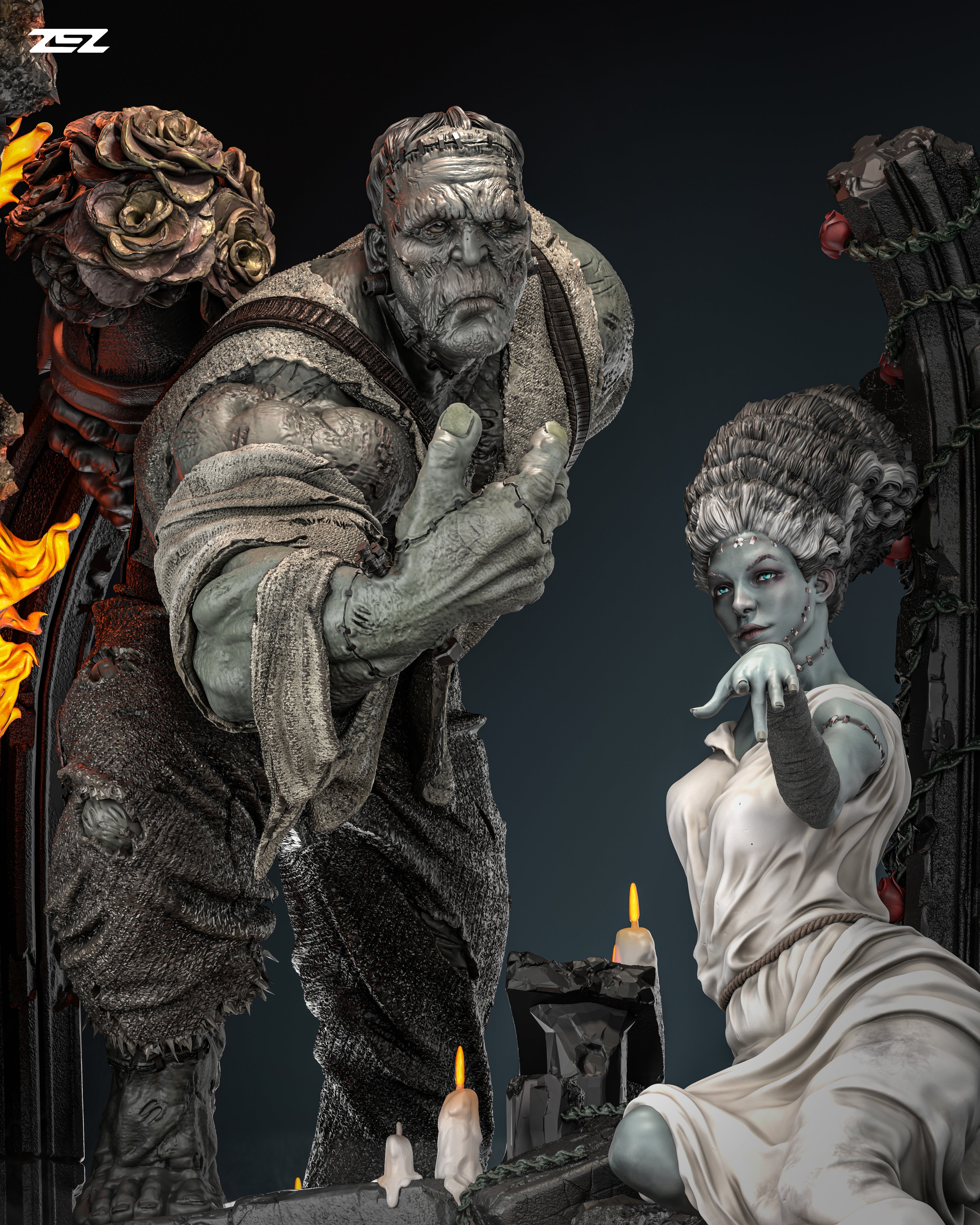 FRANKENSTEIN Y SU NOVIA DIORAMA