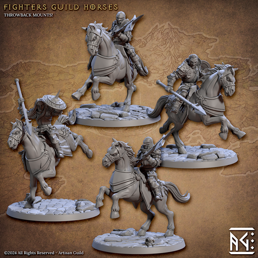 PACK 4 Throwback Mounts - Fighters Guild Horses- Vanguard Fighters (Adventurer)