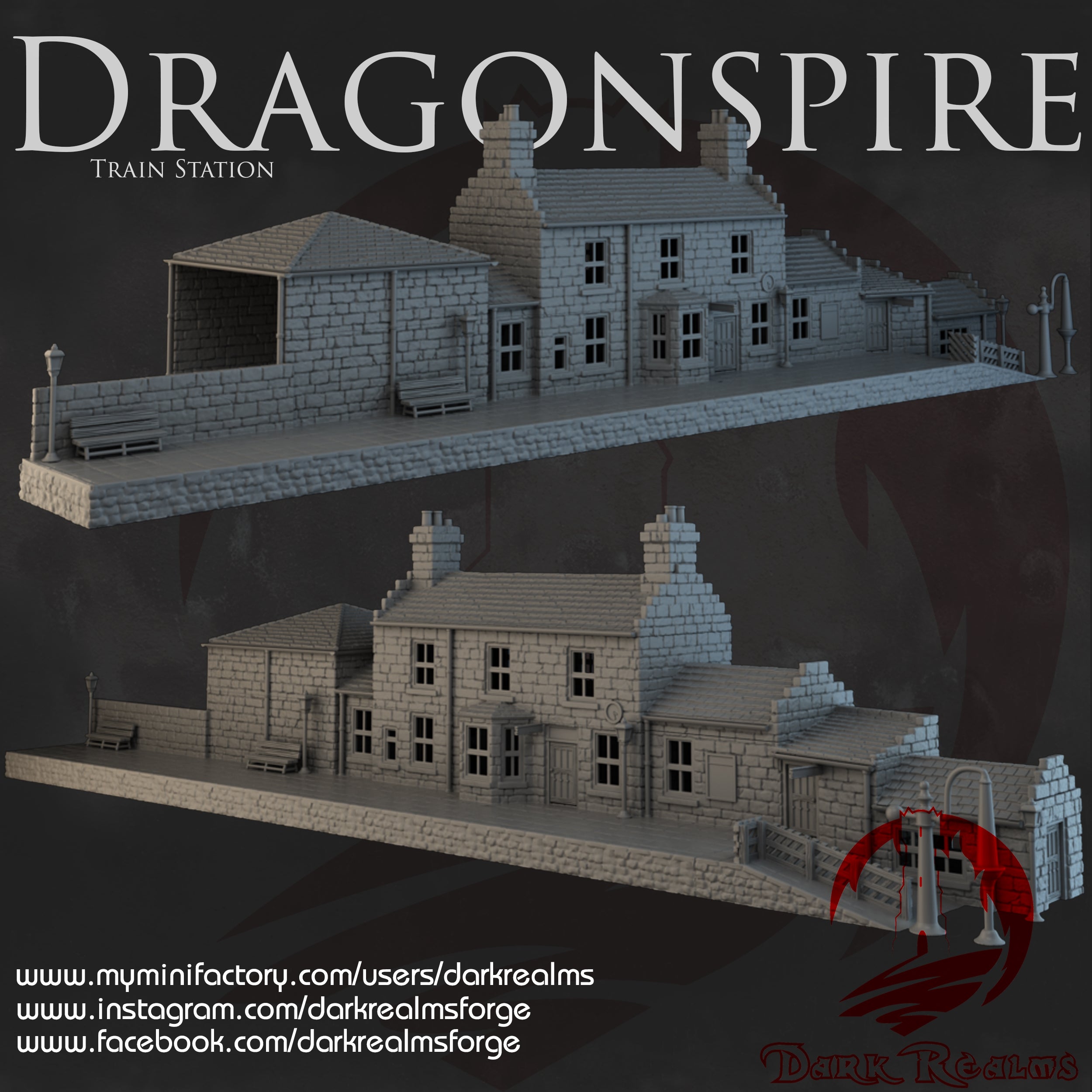 Estación de Tren de la Escuela de Magia Dragonspire 28mm/30mm