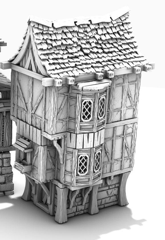 Pack Casa Medieval 3 pisos + 8 Bonus Guerreros 28mm/30mm - TODO ROL SPAIN 