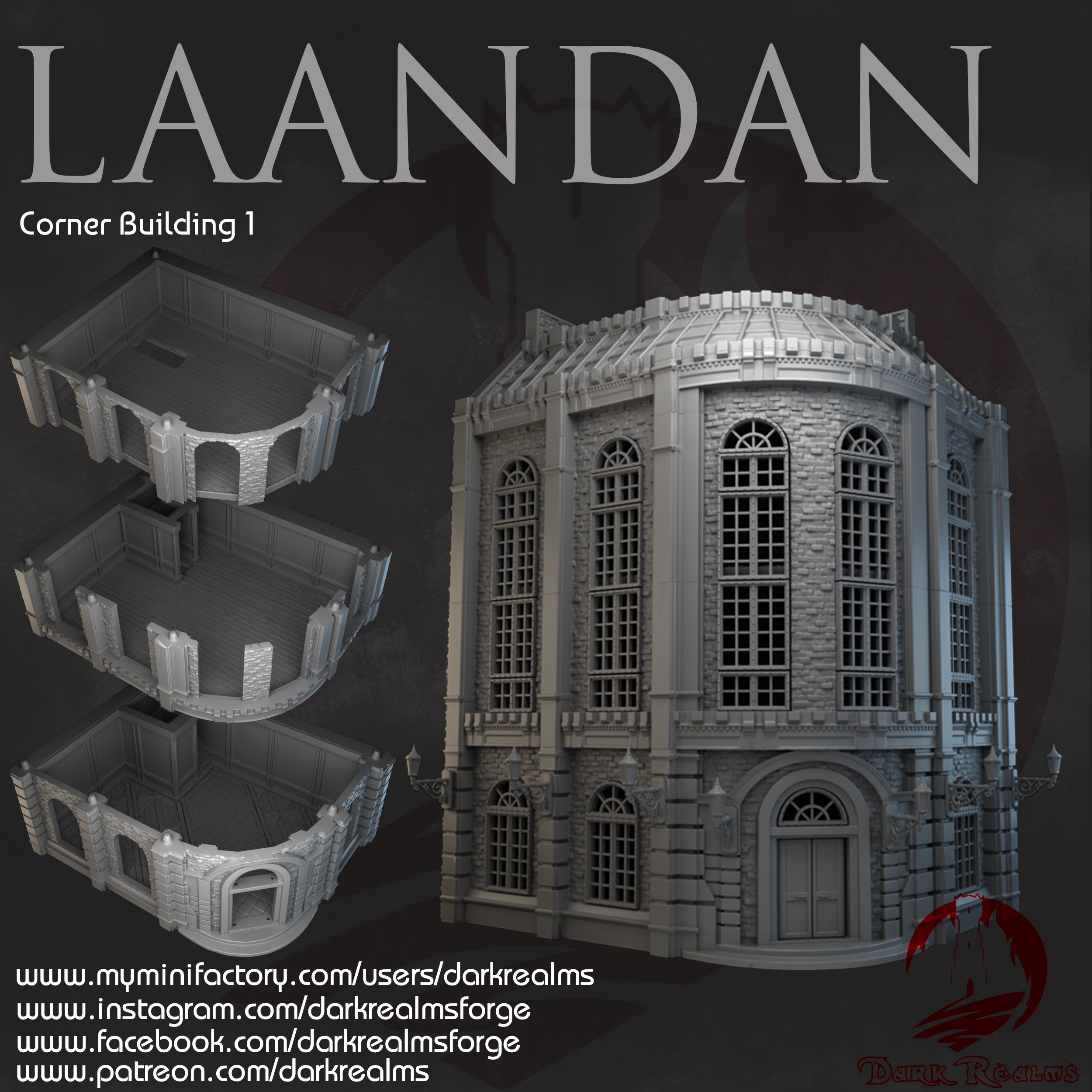 Corner Building 1 - Laandan terreno para wargames 28mm