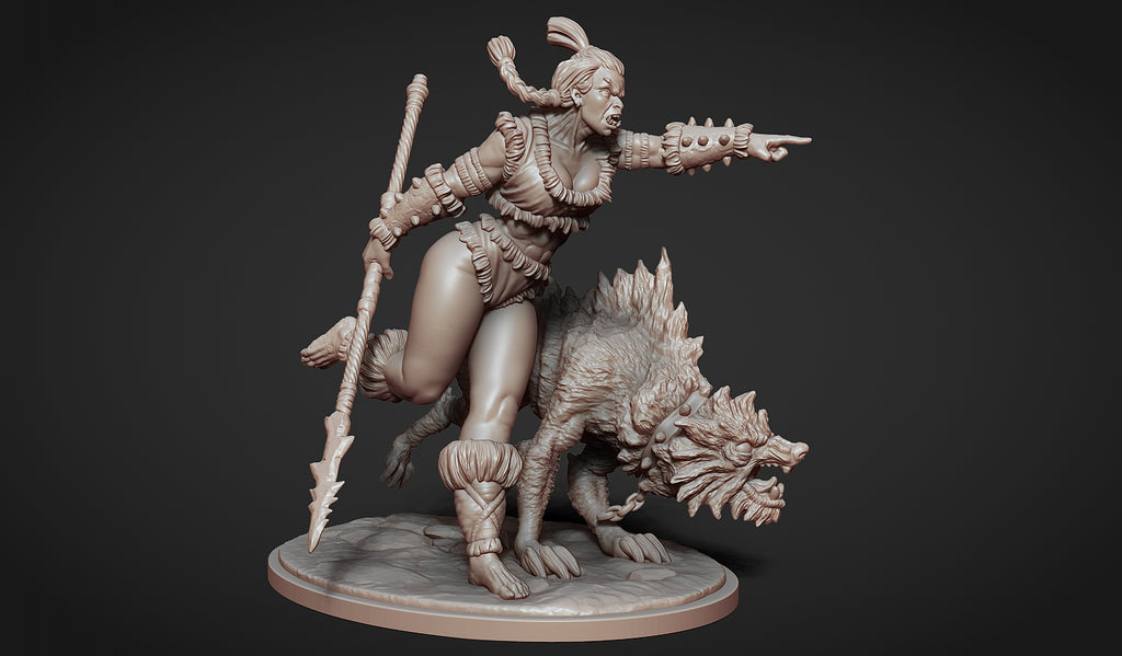 Druutha the orc huntress and her hound