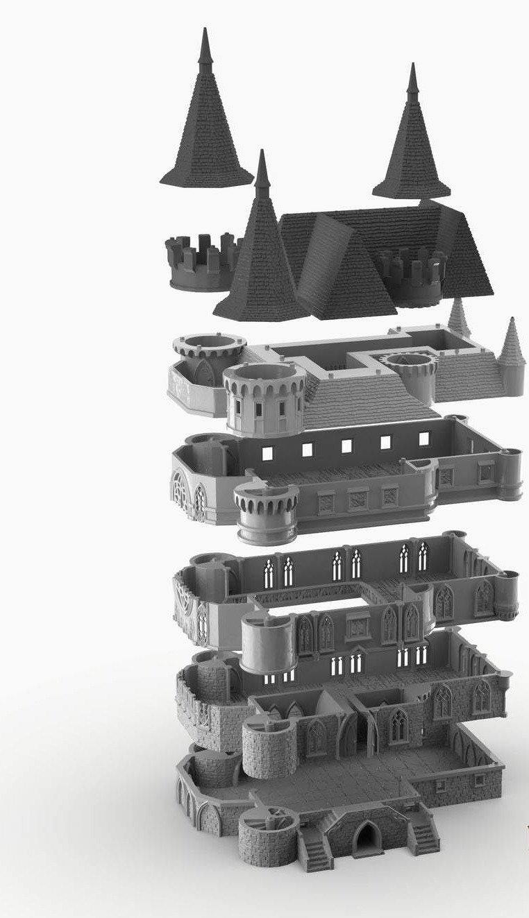 Terreno Da Tavolo DarkRealms – Castello Dracul In Rovina, Monastero Fantasia Per Wargaming 10mm