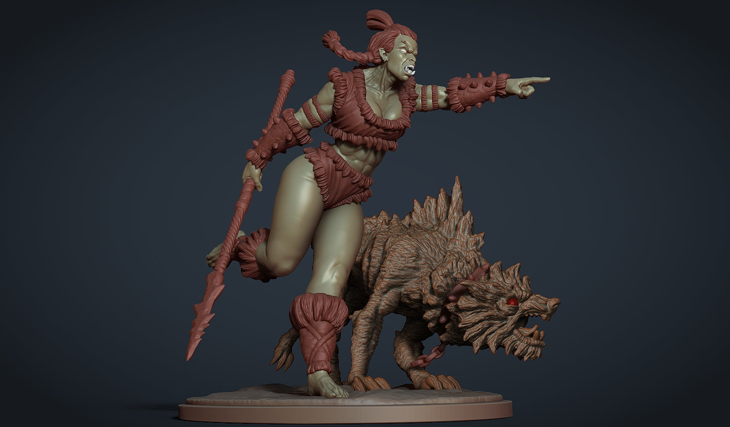 Druutha the orc huntress and her hound
