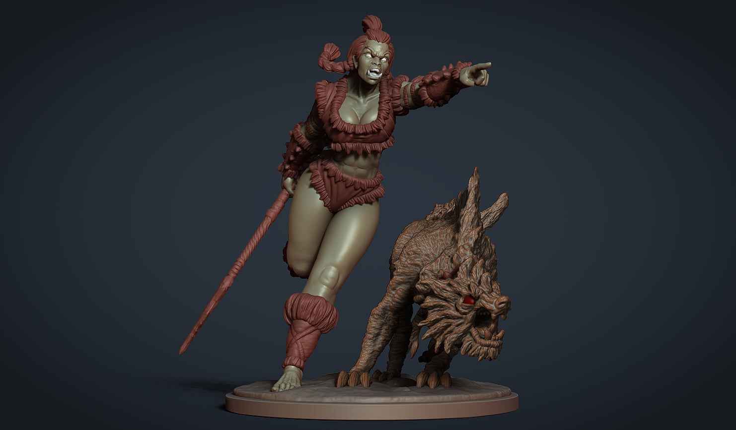 Druutha the orc huntress and her hound