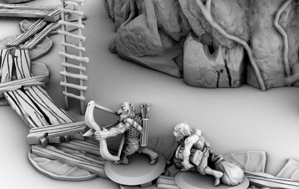 Poblado de Goblins + 6 Goblins en el Pantano Terreno para wargames 28mm/30mm - TODO ROL SPAIN 