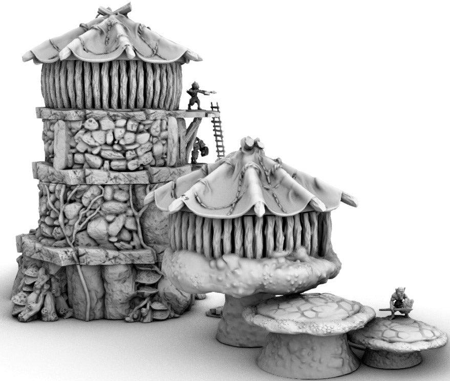 Poblado de Goblins + 6 Goblins en el Pantano Terreno para wargames 28mm/30mm - TODO ROL SPAIN 
